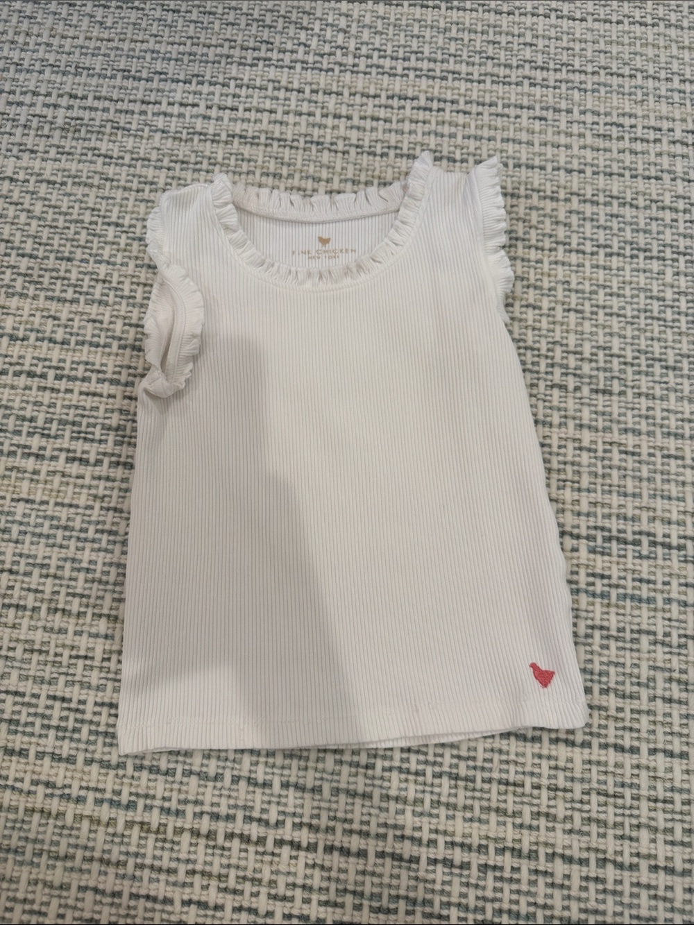 Pink Chicken White Ribbed Ruffle Tank Top - Picture 1 of 3